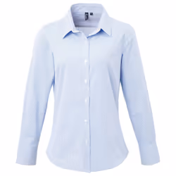 Premier Womens/Ladies Gingham Long-Sleeved Shirt - 18 UK, Light Blue/White