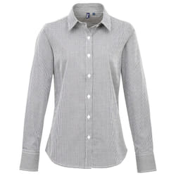Premier Womens/Ladies Gingham Long-Sleeved Shirt - 18 UK, Black/White