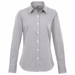 Premier Womens/Ladies Gingham Long-Sleeved Shirt - 16 UK, Black/White