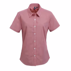 Premier Womens/Ladies Gingham Short-Sleeved Shirt - 8 UK, Red/White