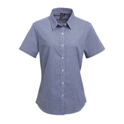 Premier Womens/Ladies Gingham Short-Sleeved Shirt - 18 UK, Navy/White