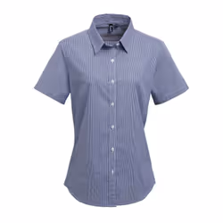 Premier Womens/Ladies Gingham Short-Sleeved Shirt - 20 UK, Navy/White