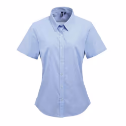 Premier Womens/Ladies Gingham Short-Sleeved Shirt - 18 UK, Light Blue/White