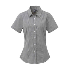 Premier Womens/Ladies Gingham Short-Sleeved Shirt - 18 UK, Black/White