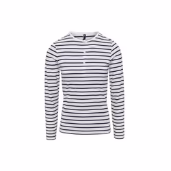 Premier Womens/Ladies Long John Striped Roll Sleeve T-Shirt - S, White/Navy