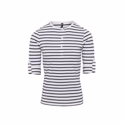 Premier Womens/Ladies Long John Striped Roll Sleeve T-Shirt - S, White/Navy