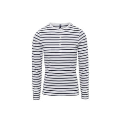 Premier Womens/Ladies Long John Striped Roll Sleeve T-Shirt - XXL, White/Navy