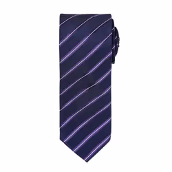 Premier Mens Stripe Tie - One Size, Navy/Purple