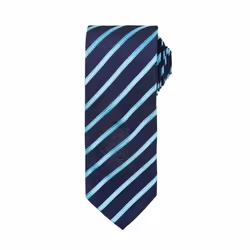 Premier Mens Stripe Tie - One Size, Navy/Turquoise
