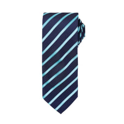 Premier Mens Stripe Tie - One Size, Navy/Turquoise