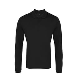 Premier Mens Coolchecker Pique Long-Sleeved Polo Shirt - 3XL, Black
