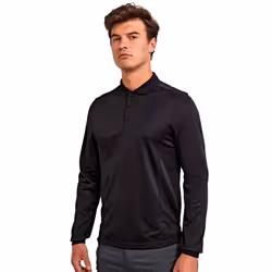 Premier Mens Coolchecker Pique Long-Sleeved Polo Shirt - 3XL, Black