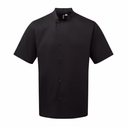 Premier Unisex Adult Essential Short-Sleeved Chef Jacket - M, Black