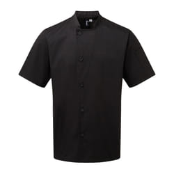 Premier Unisex Adult Essential Short-Sleeved Chef Jacket - M, Black