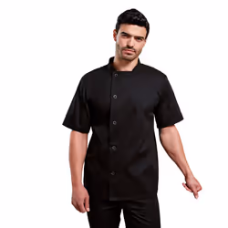 Premier Unisex Adult Essential Short-Sleeved Chef Jacket - M, Black