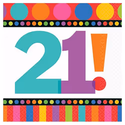 Amscan Stripe And Dotted 21st Birthday Disposable Napkins (Pack of 16)