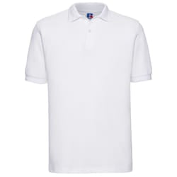 Russell Mens Polycotton Pique Hardwearing Polo Shirt - XS, White