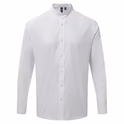 Premier Mens Grandad Collar Long-Sleeved Shirt - XL, White
