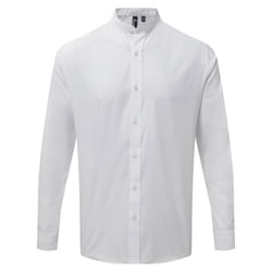 Premier Mens Grandad Collar Long-Sleeved Shirt - XL, White