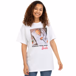 Barbie Womens/Ladies Working from Home T-Shirt - XL, White