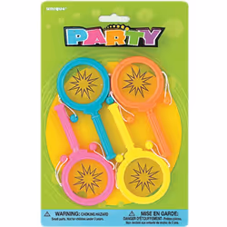 Unique Party Neon Hand Drum Party Favours (Pack of 4)