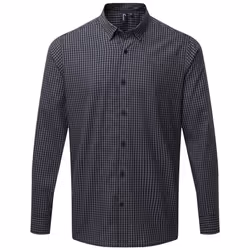 Premier Mens Maxton Checked Long-Sleeved Shirt - XXL, Steel/Black