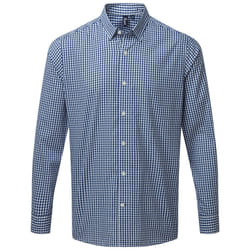 Premier Mens Maxton Checked Long-Sleeved Shirt - XXL, Navy/White