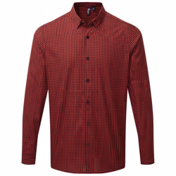 Premier Mens Maxton Checked Long-Sleeved Shirt - L, Black/Red