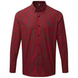Premier Mens Maxton Checked Long-Sleeved Shirt - L, Black/Red