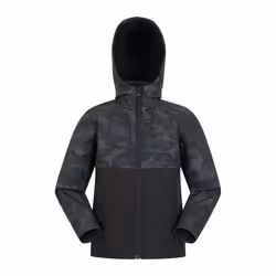 Mountain Warehouse Childrens/Kids Exodus Camouflage Soft Shell Jacket - 7-8 Years, Black Camo