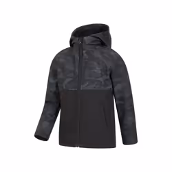 Mountain Warehouse Childrens/Kids Exodus Camouflage Soft Shell Jacket - 7-8 Years, Black Camo
