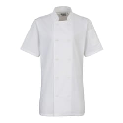 Premier Womens/Ladies Short-Sleeved Chef Jacket - S, White