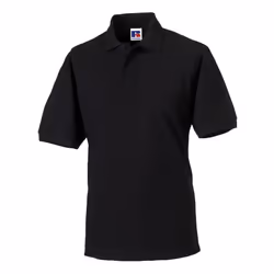 Russell Mens Polycotton Pique Hardwearing Polo Shirt - L, Black
