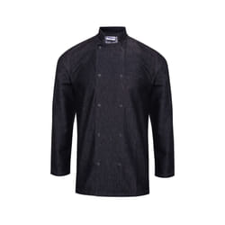 Premier Unisex Adult Wrap Over Long-Sleeved Chef Jacket - XS, Black Denim