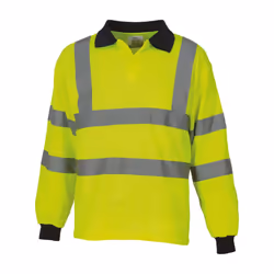 Yoko Unisex Adult Long-Sleeved Hi-Vis Polo Shirt - S, Yellow