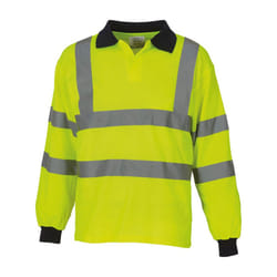 Yoko Unisex Adult Long-Sleeved Hi-Vis Polo Shirt - S, Yellow