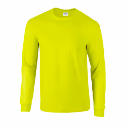 Gildan Unisex Adult Ultra Plain Cotton Long-Sleeved T-Shirt - M, Safety Green