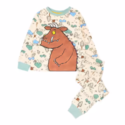 The Gruffalo Childrens/Kids Embroidered Pyjama Set - 3-4 Years, Off White/Sea Green/Brown