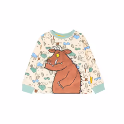 The Gruffalo Childrens/Kids Embroidered Pyjama Set - 3-4 Years, Off White/Sea Green/Brown