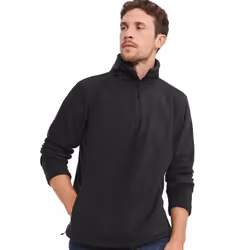 Russell Mens Zip Neck Outdoor Fleece Top - L, Black