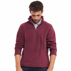 Russell Mens Zip Neck Outdoor Fleece Top - L, Burgundy