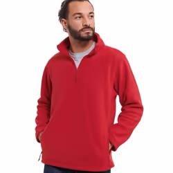 Russell Mens Zip Neck Outdoor Fleece Top - S, Classic Red