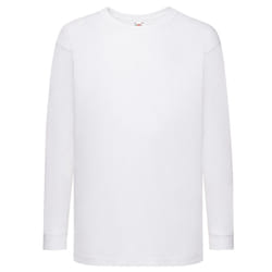 Fruit of the Loom Childrens/Kids Value Cotton Long-Sleeved T-Shirt - 12-13 Years, White