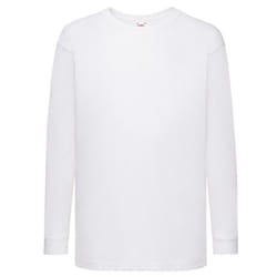 Fruit of the Loom Childrens/Kids Value Cotton Long-Sleeved T-Shirt - 14-15 Years, White