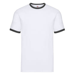 Fruit of the Loom Mens Contrast Ringer T-Shirt - XL, White/Black