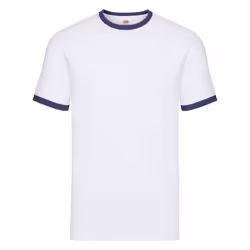 Fruit of the Loom Mens Contrast Ringer T-Shirt - S, White/Navy