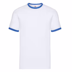 Fruit of the Loom Mens Contrast Ringer T-Shirt - S, White/Royal Blue