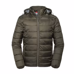 Russell Mens Nano Hooded Padded Jacket - M, Dark Olive