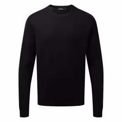 Premier Mens Knitted Cotton Crew Neck Sweatshirt - XS, Black
