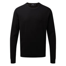 Premier Mens Knitted Cotton Crew Neck Sweatshirt - XS, Black